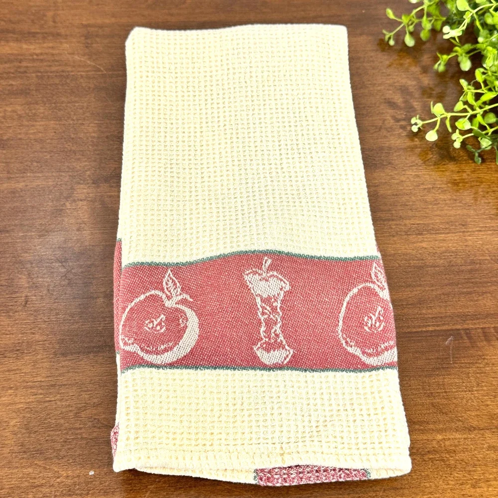 Tea Towel Kitchen Red Apple Waffle Weave Cotton New York India